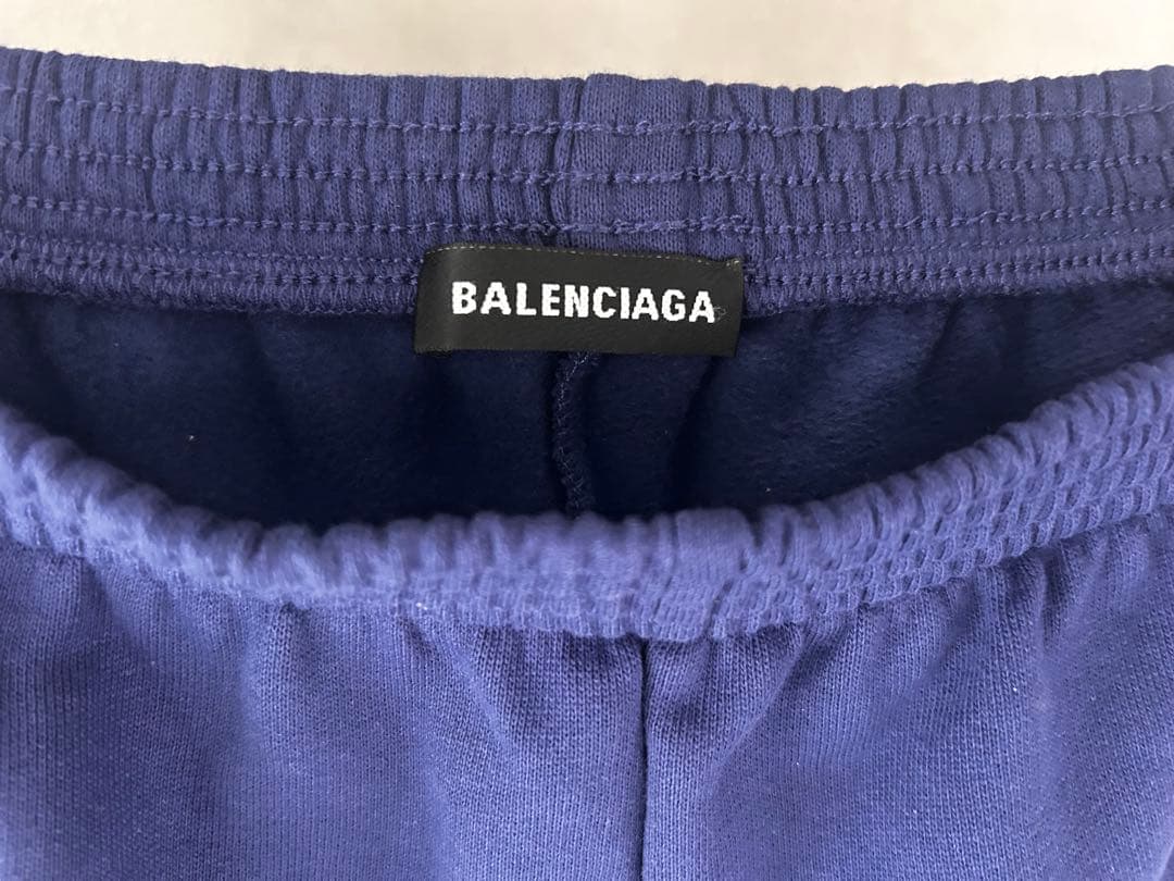 【BALENCIAGA】ブルー ロゴ入りスウェットパンツ サイズ10