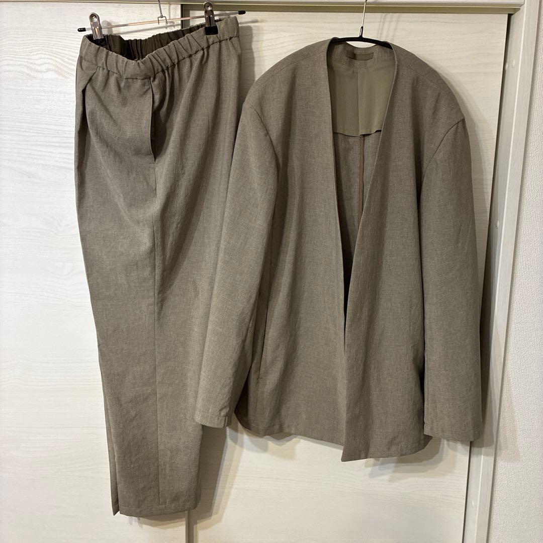 アダムエロペ ADAM ET ROPE ノーカラーセットアップ L リネン風