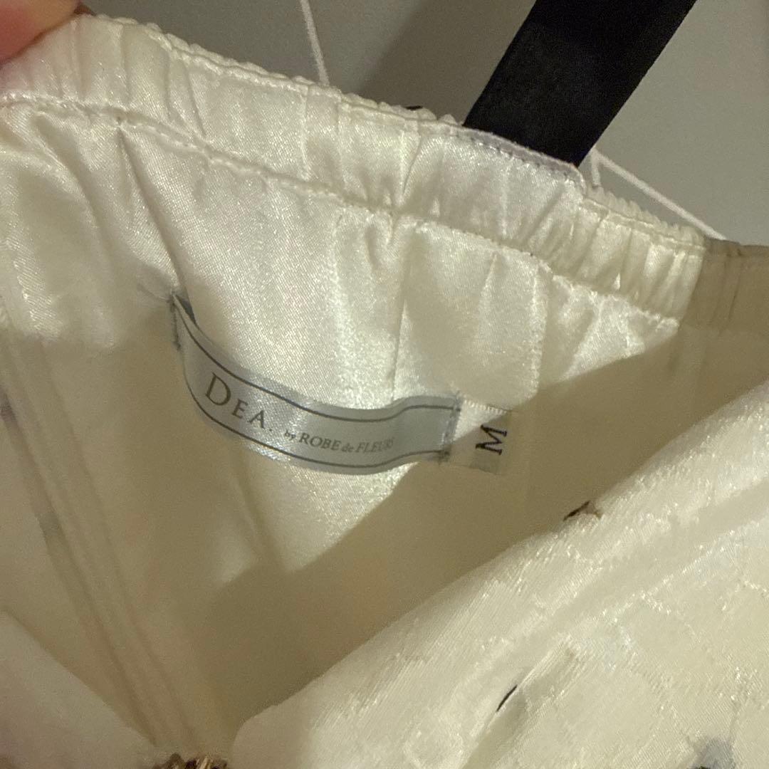 DEA. ローブドフルール ショルダーリボンドットフレアロング キャバドレス