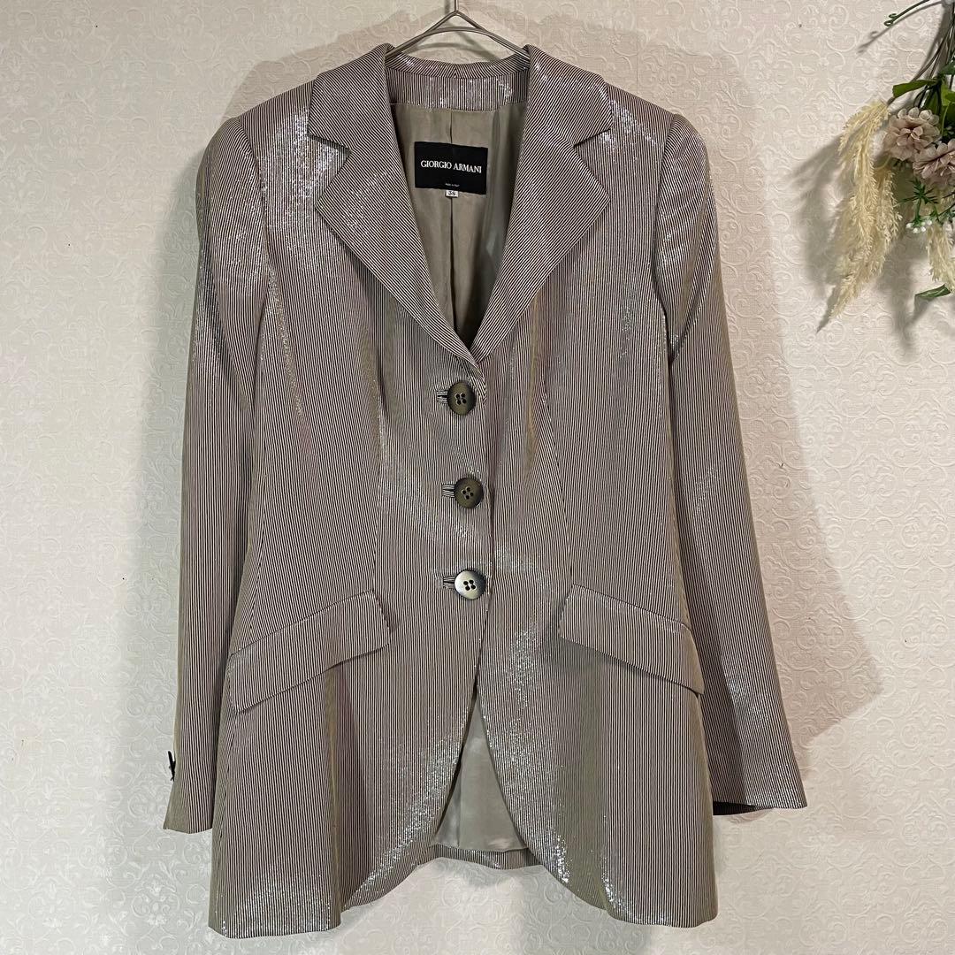 ジョルジオアルマーニ　ジャケット　光沢　ゴールドシルバー　イタリア製　38
