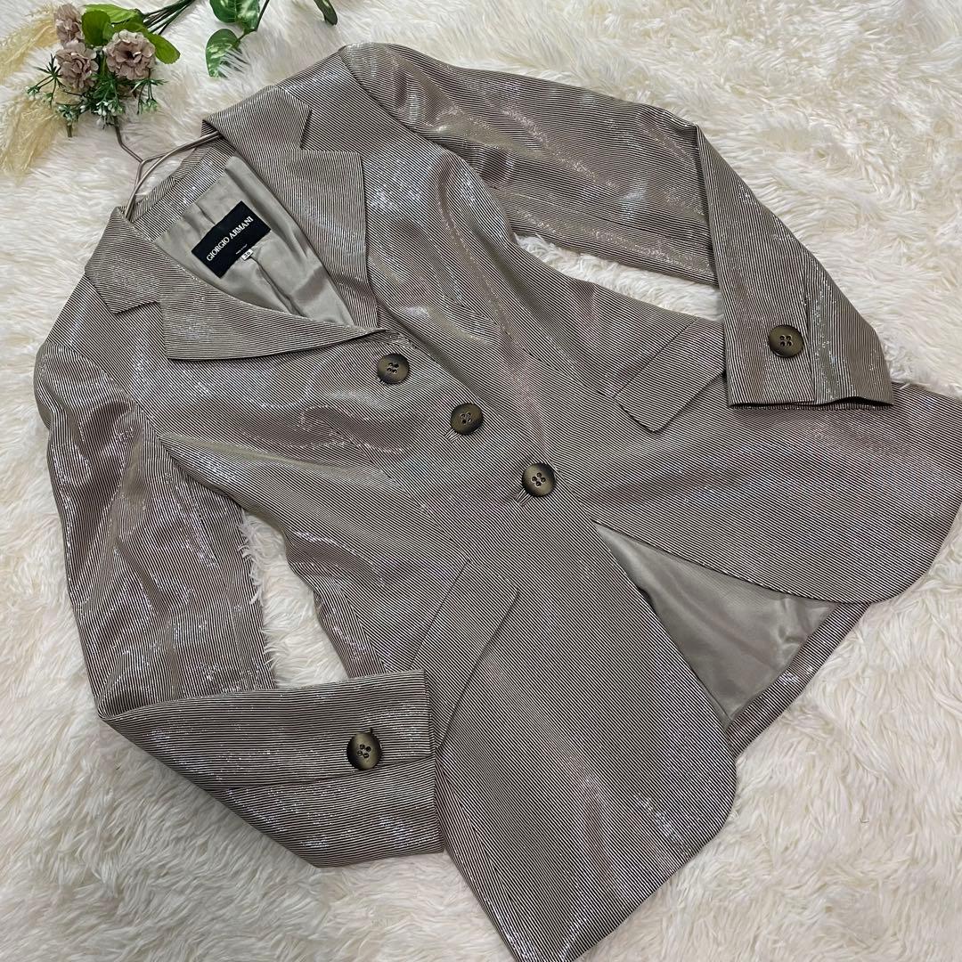 ジョルジオアルマーニ　ジャケット　光沢　ゴールドシルバー　イタリア製　38