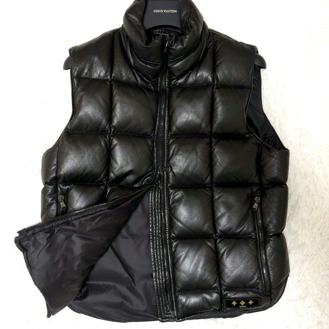 ✨極美品✨タトラス レザー ダウンベスト キルティング オールレザー ロゴ 羊革