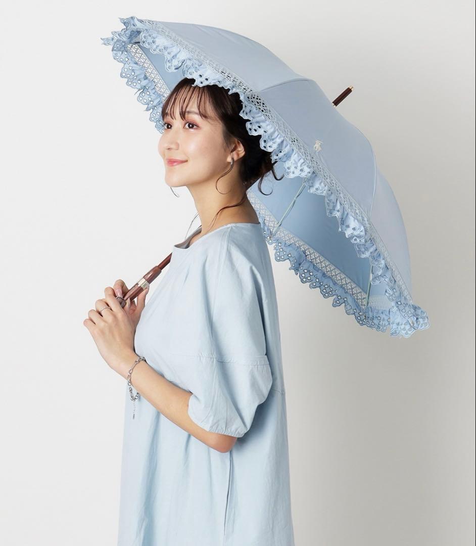 専用です！ラルフローレン　青い花柄の日傘 木製ハンドル