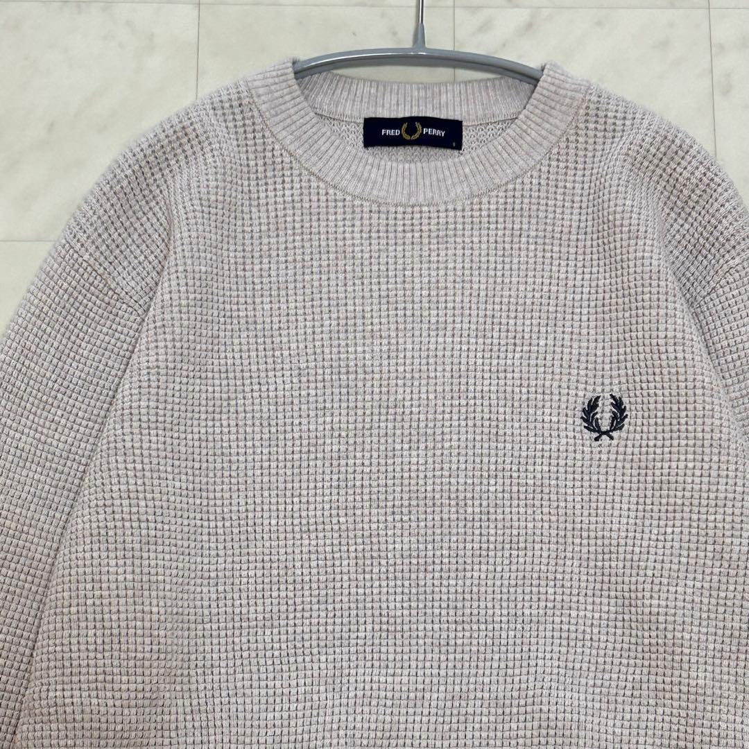 美品✨FRED PERRY ワッフルクルーネックニット ロゴ刺繍 ユニセックス