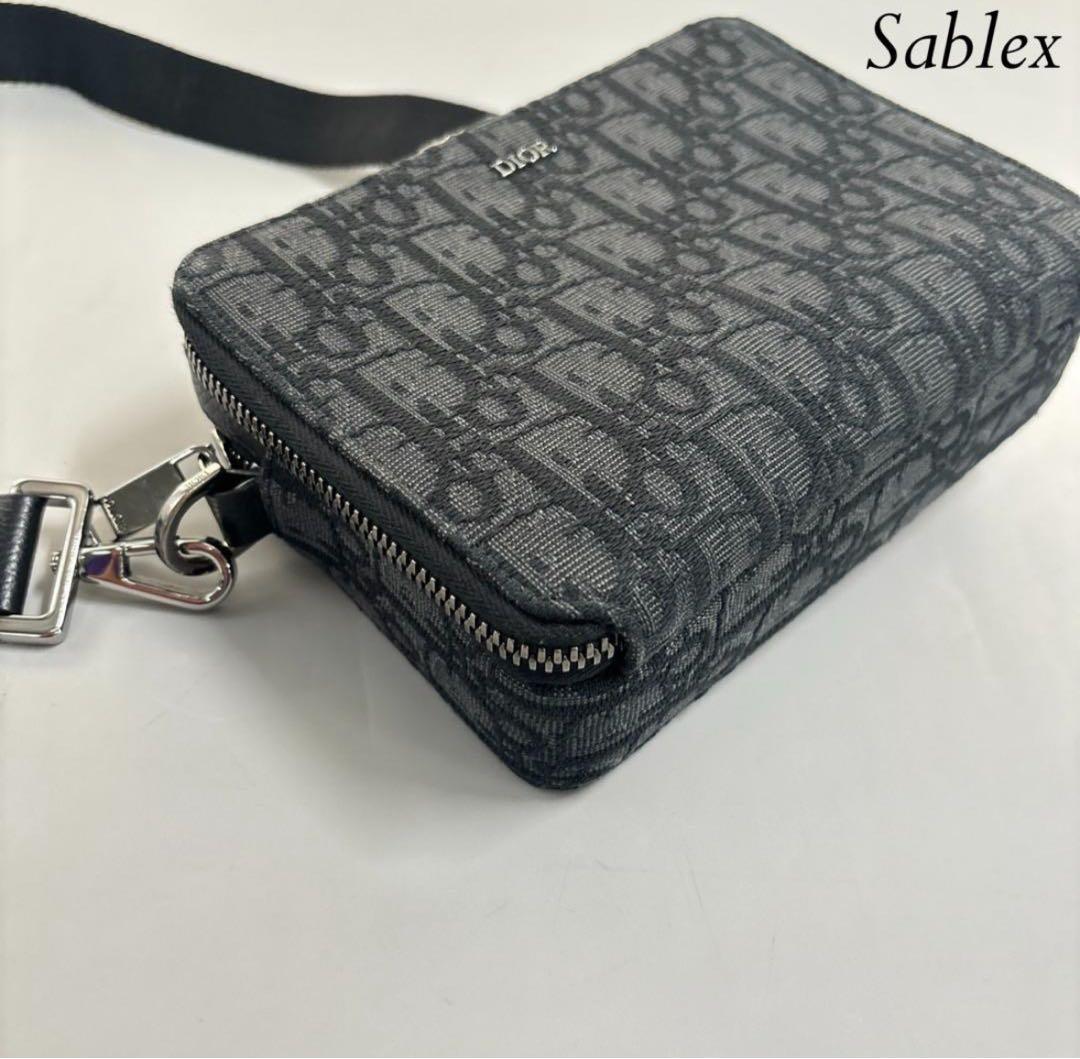 【超極美品】クリスチャンディオール オブリーク ジャガード ブラック レザー