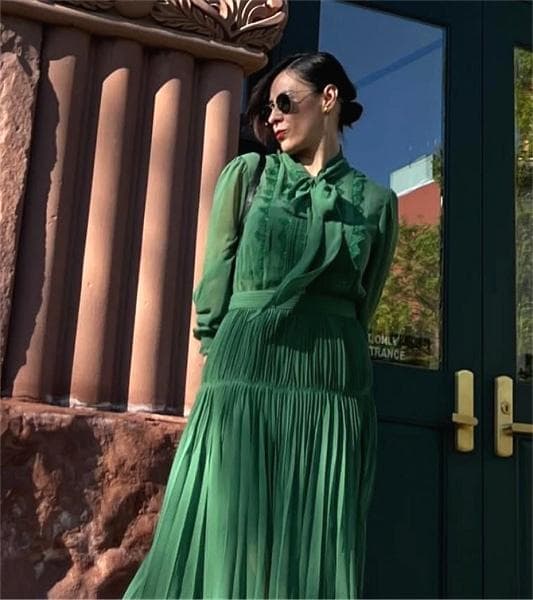 n*r様 セルフポートレイト ワンピース シフォン レース グリーン UK8 未