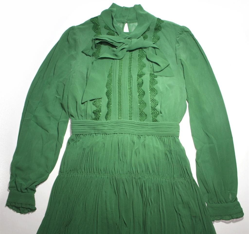 n*r様 セルフポートレイト ワンピース シフォン レース グリーン UK8 未