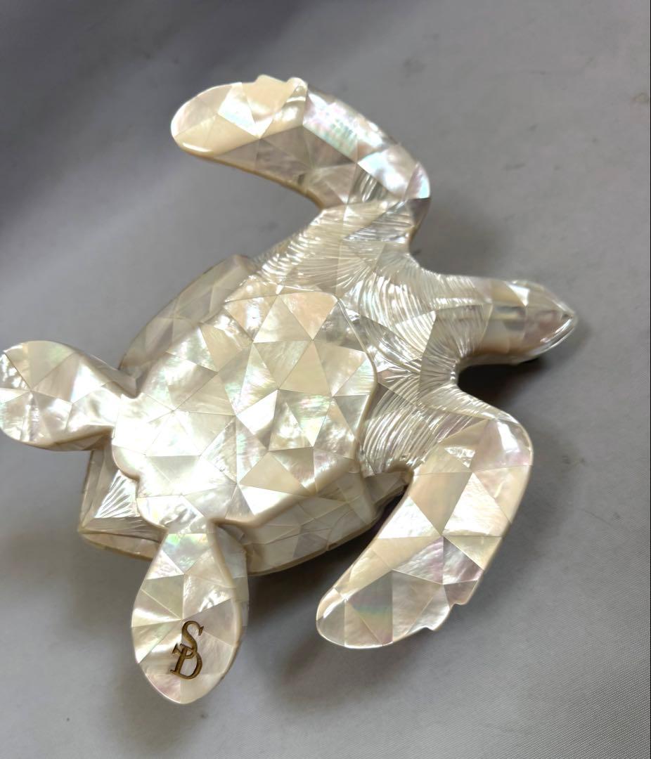 白蝶貝ジェルアート　亀置物　MARUEI保証書