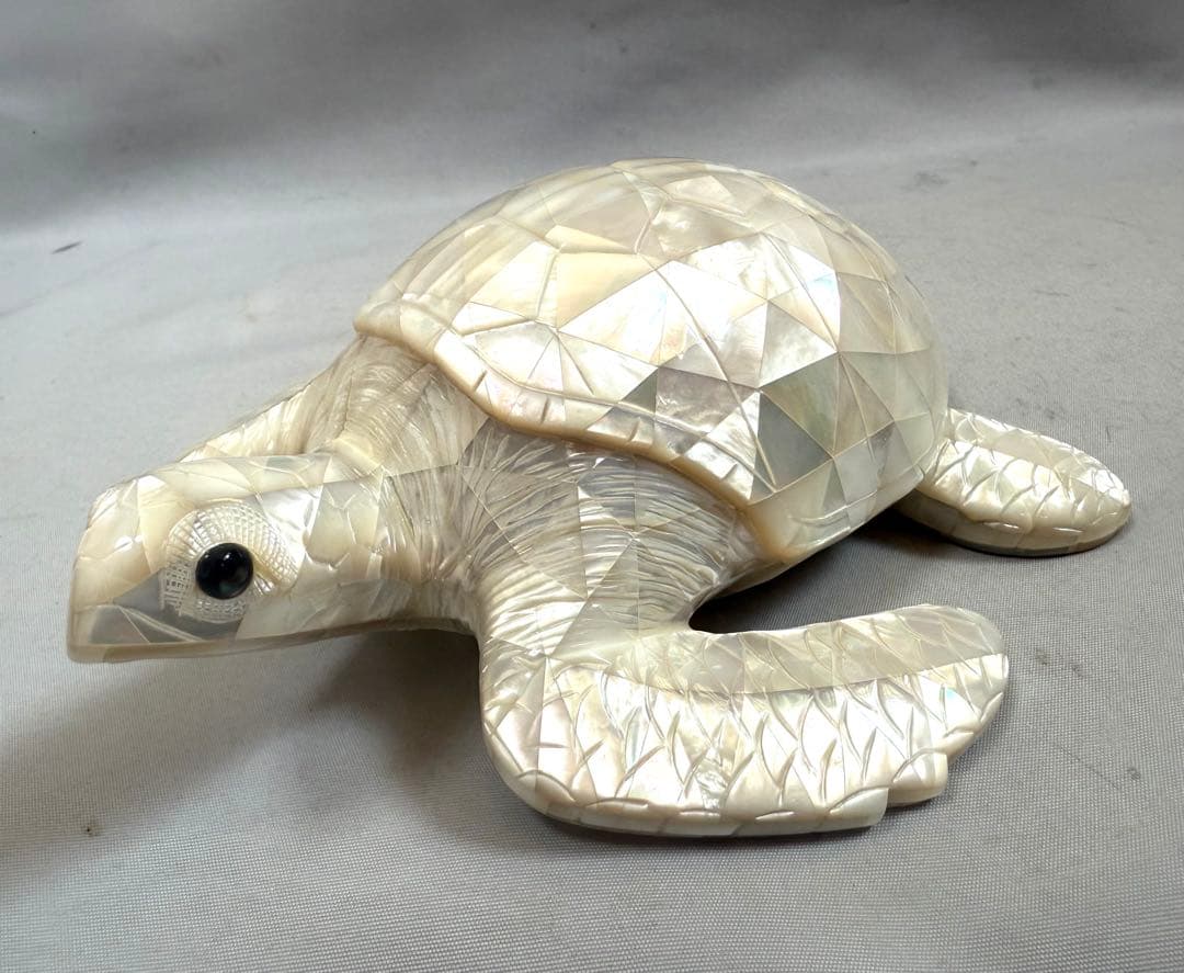 白蝶貝ジェルアート　亀置物　MARUEI保証書