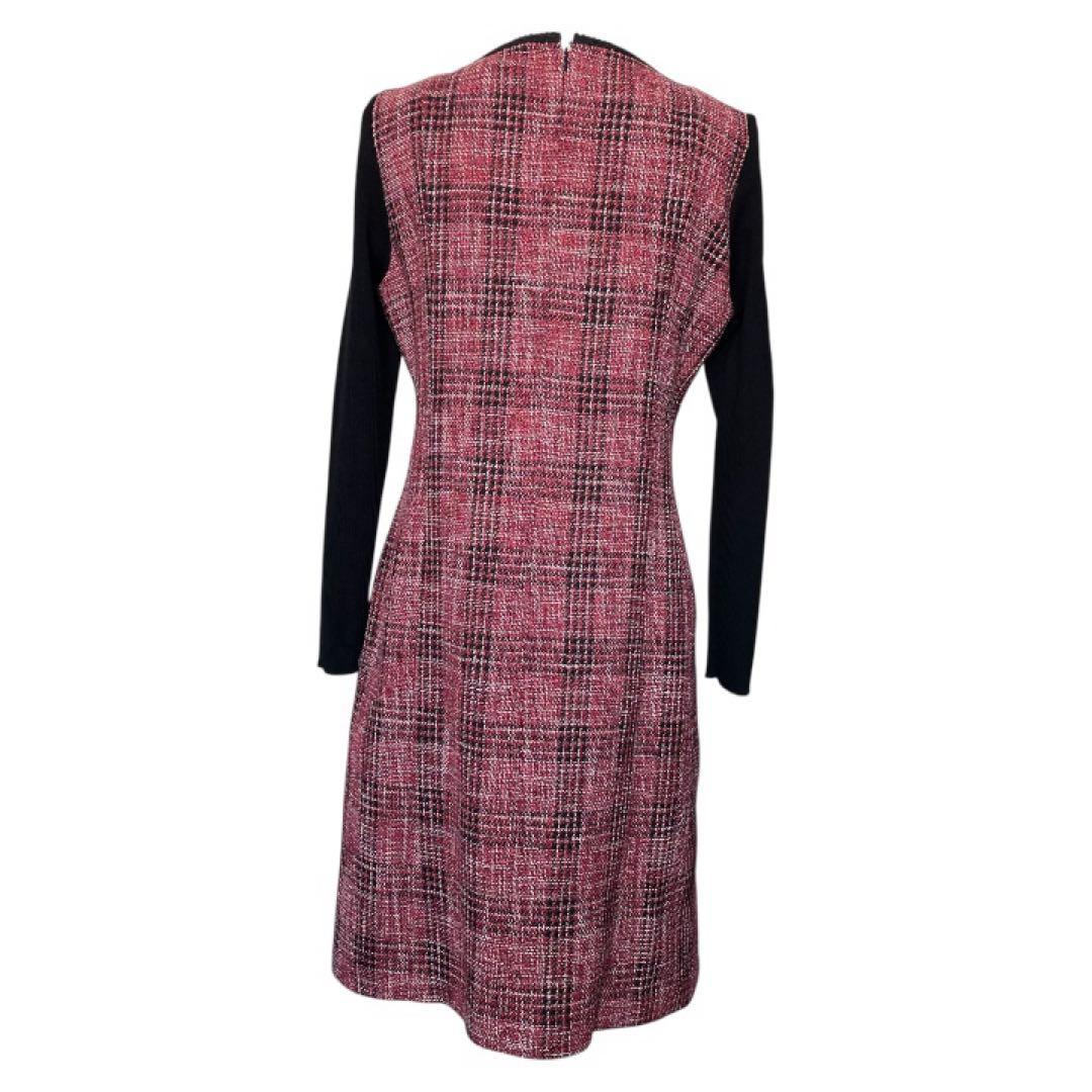 スーパービューティー【42/L】 ビジュー　リボン　ツイード×ニットワンピース