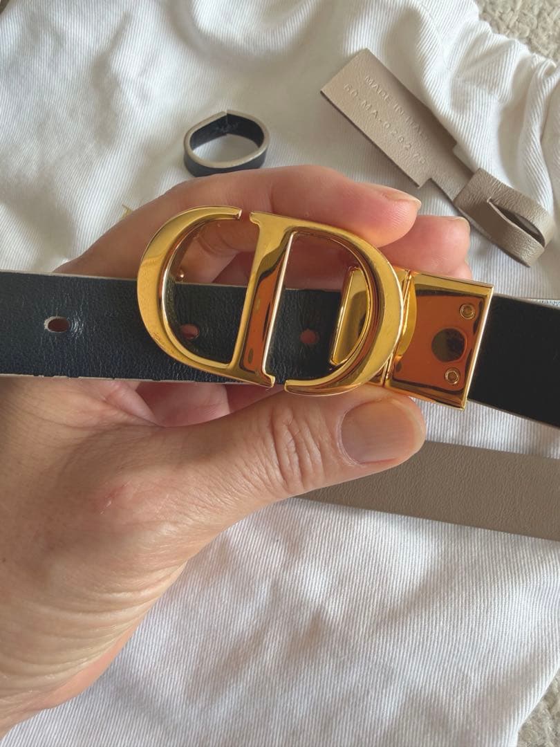 【美品❣️】ディオールモンテーニュリバーシブルベルト80㎝2㎝幅 グレージュ黒