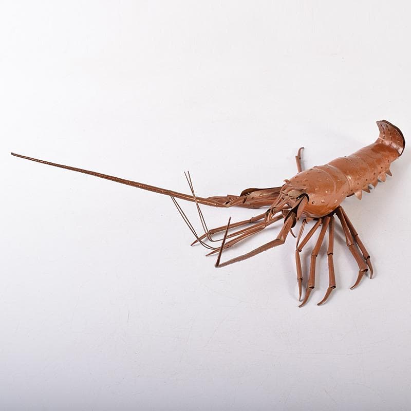 五十一代　明珍宗之作　銅製　伊勢海老　自在置物　共箱　D　R8678