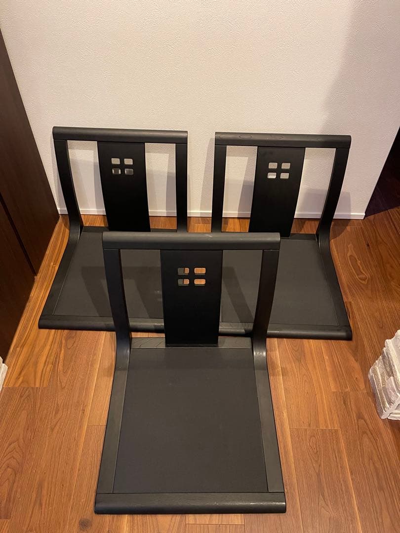 hikari 光製作所 木製座椅子 黒和モダン 旅館　和室　三脚セット