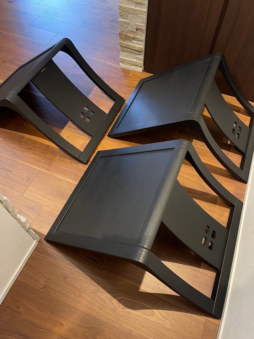 hikari 光製作所 木製座椅子 黒和モダン 旅館　和室　三脚セット