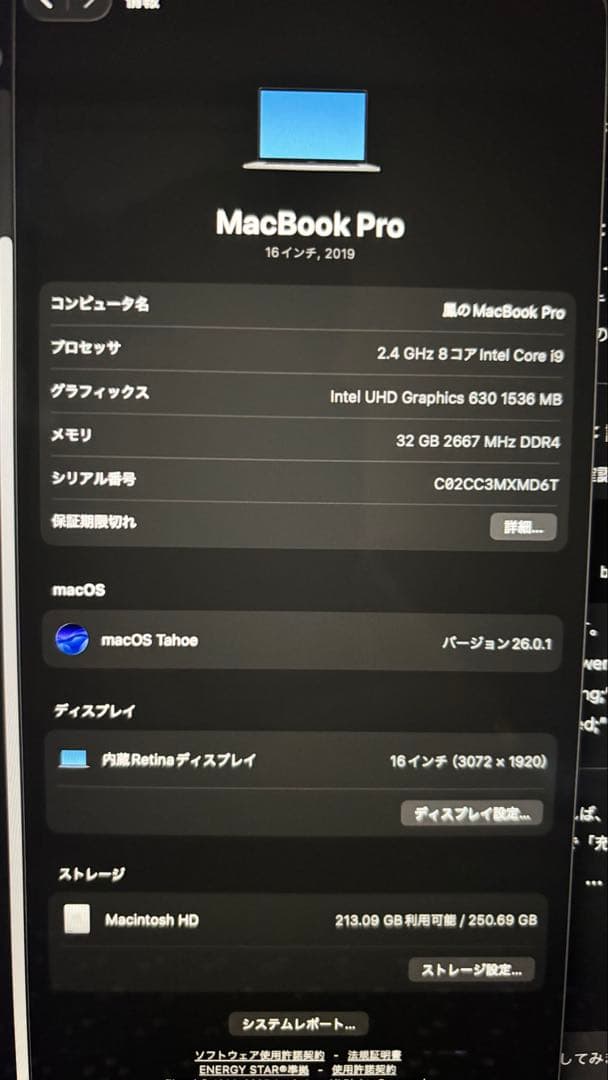 優*ん様 MacBook Pro 2019 16インチ32GB 256GBスペー