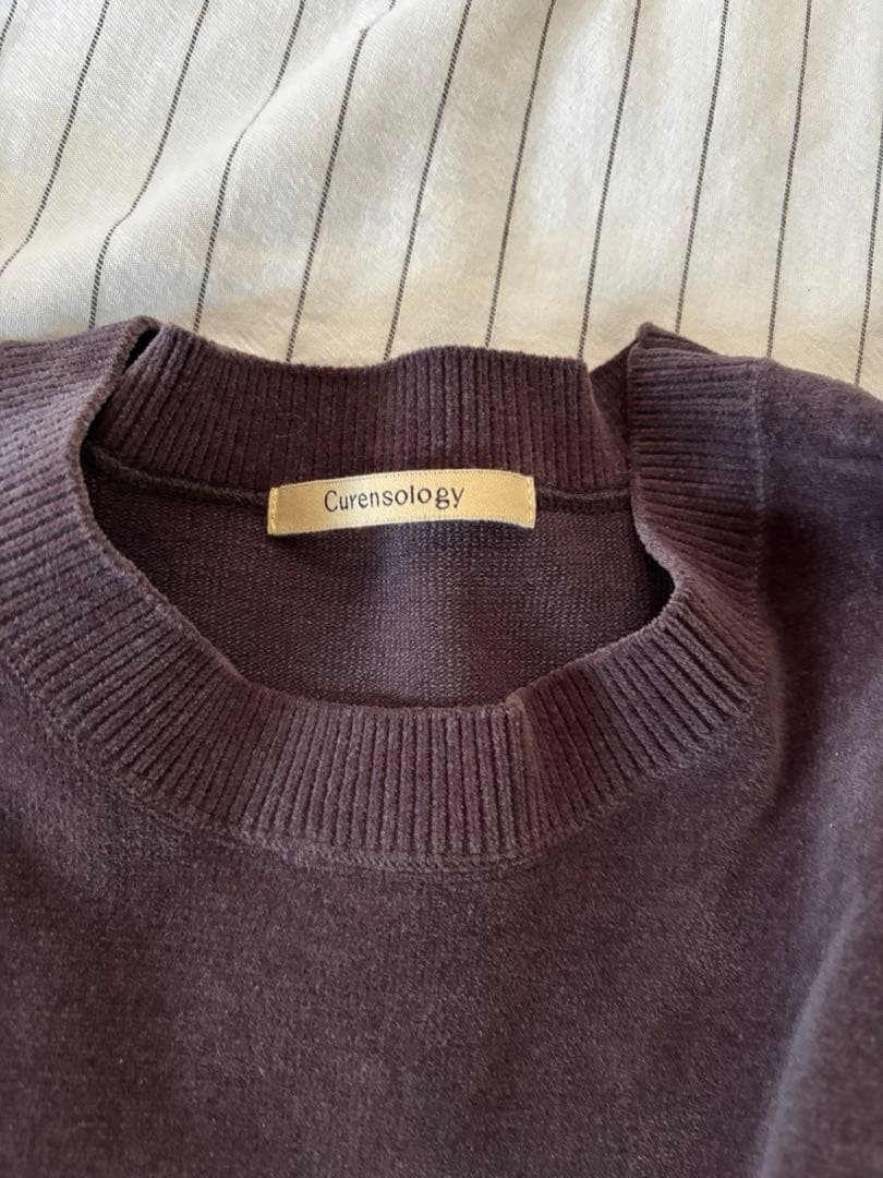 【美品】curensology ニットベロアチュニック／ グレー