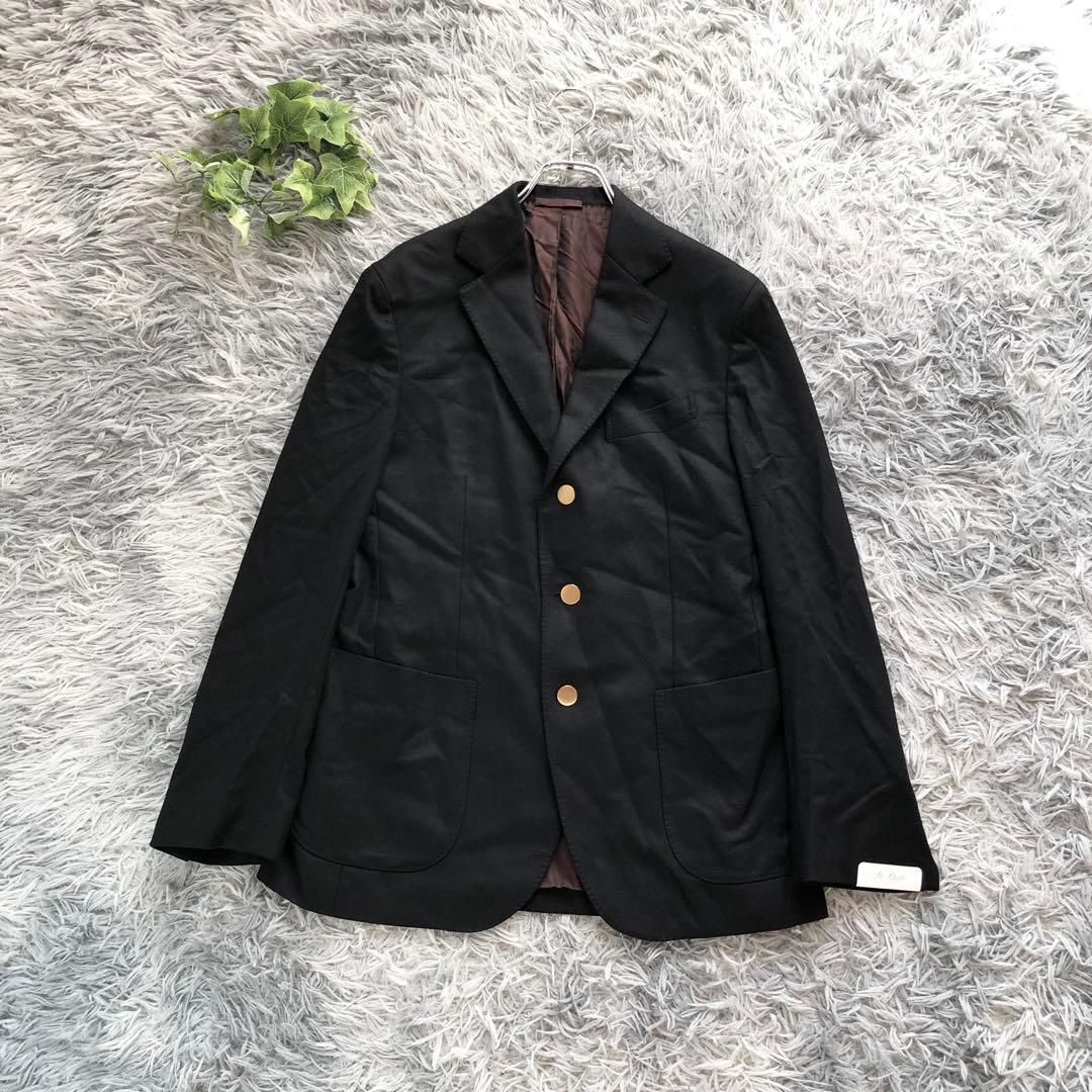 De Petrillo【M】タグ付き 金ボタン テーラードジャケット 黒 伊製