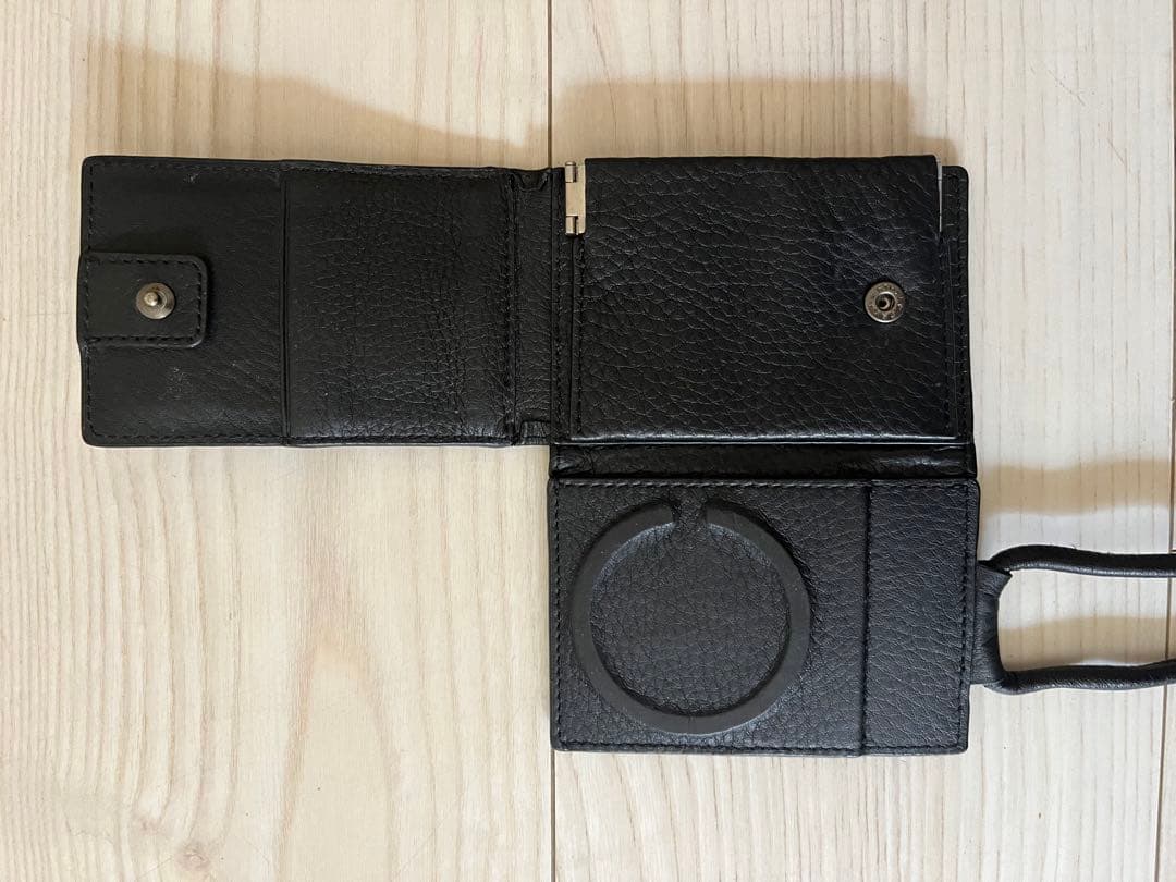 【美品】objcts.io土屋鞄 レザー シボ革 ストラップ一体型ウォレット