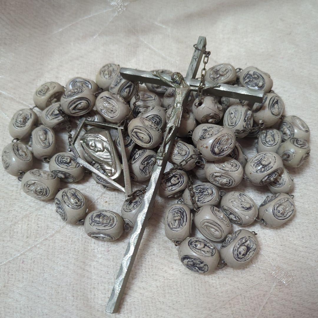 ビンテージ イタリア製 ロザリオ 長さ 160cm マリア キリスト カトリック