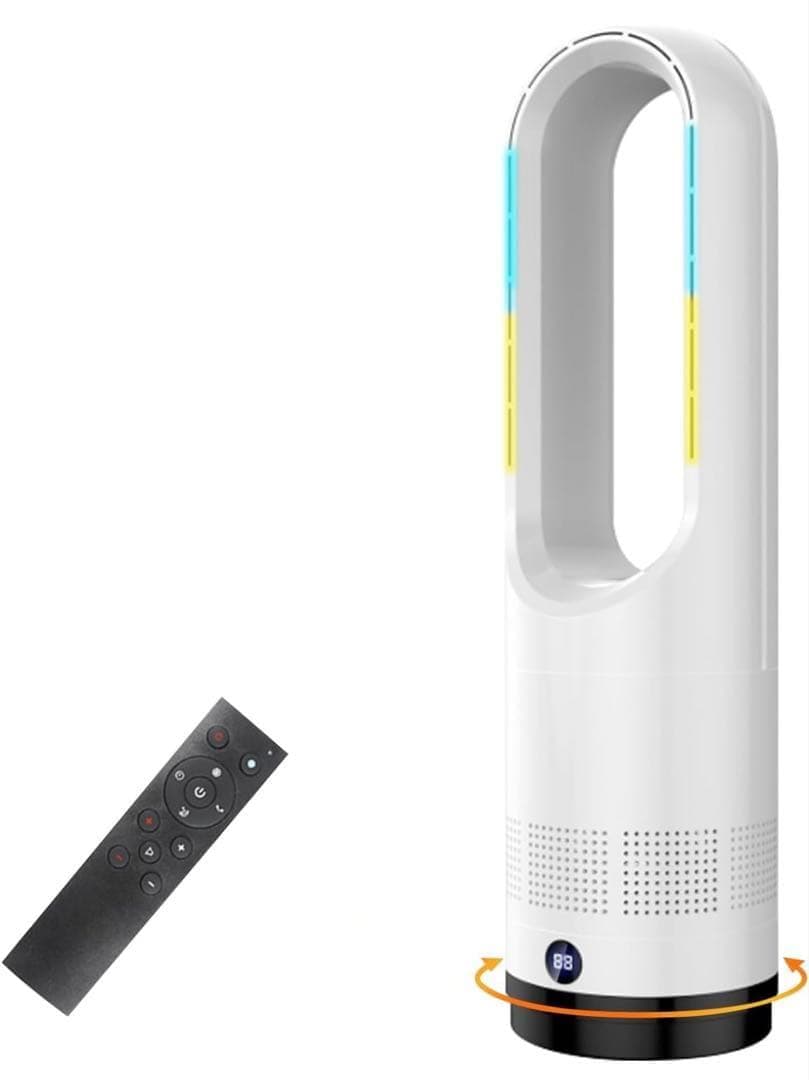 セラミックヒーター 電気ファンヒーター【冷暖両用＆羽根なし】リモコン付き 省エネ