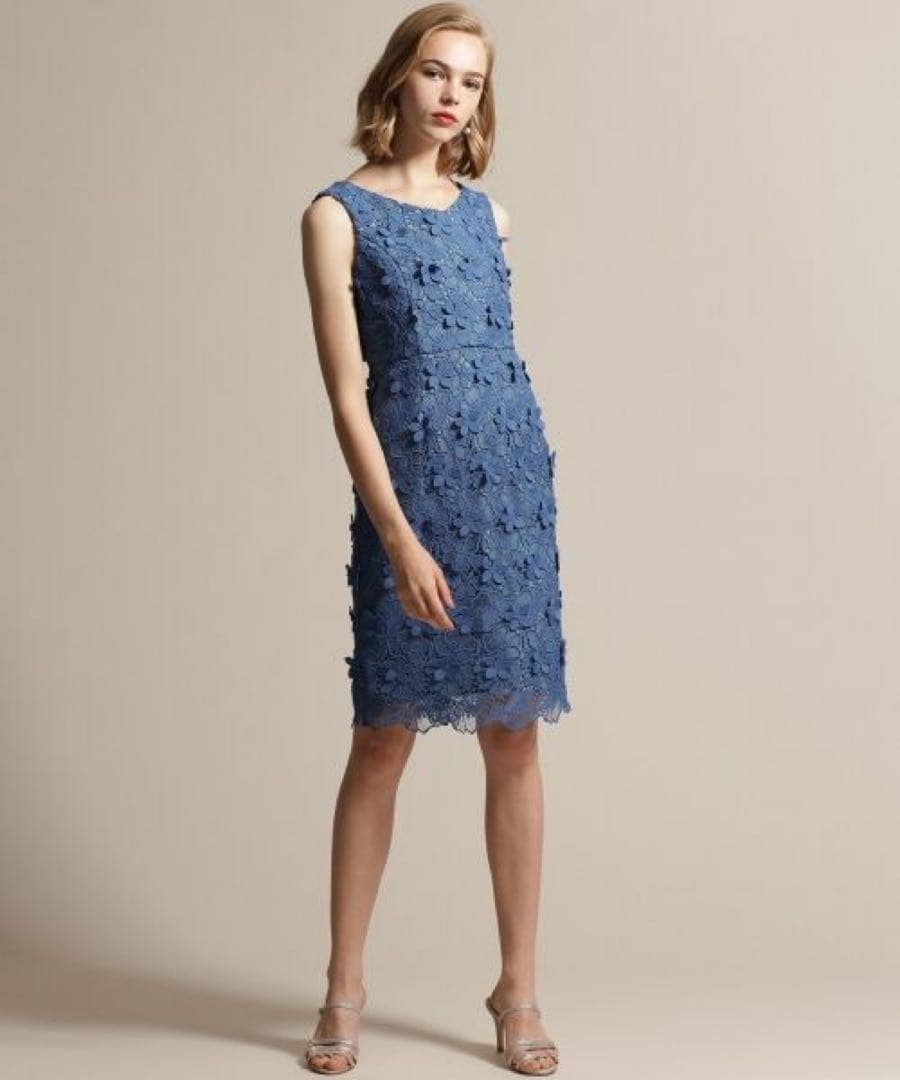 【美品】グレースコンチネンタル フラワーレースタイトワンピースピンク 36