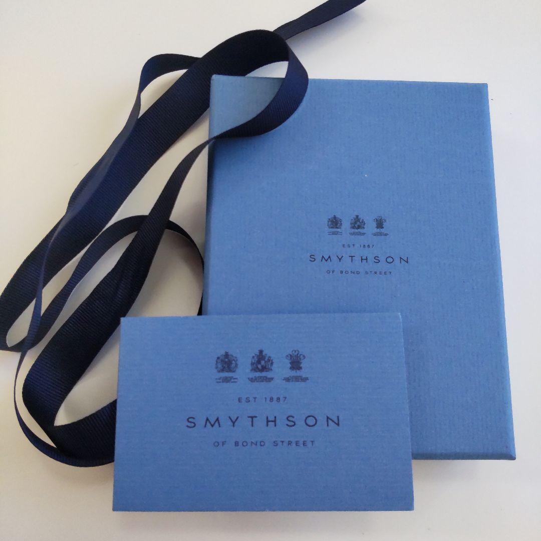 未使用 スマイソン 名刺入れ カードケース クロコ型押し ブルー 箱・カード付