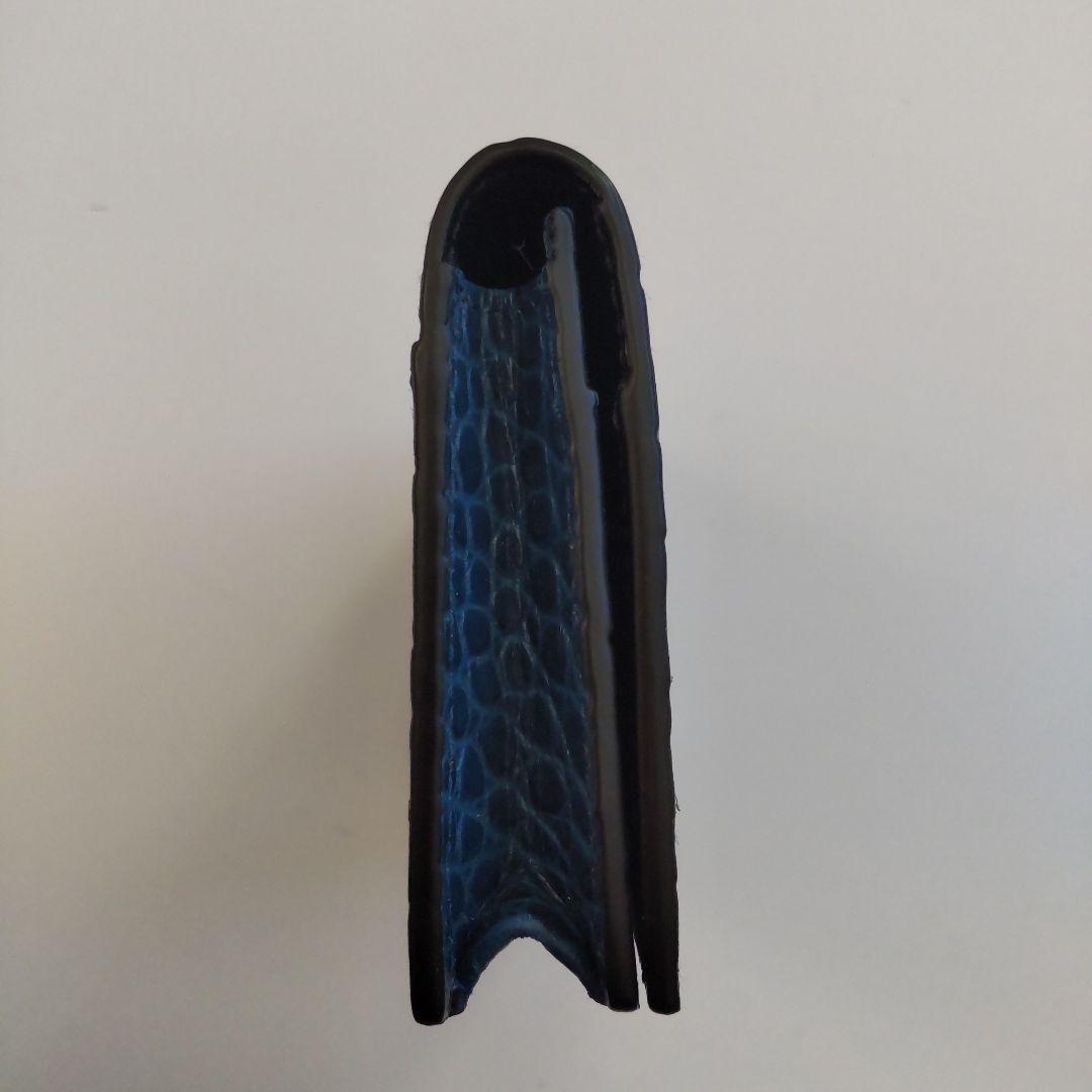 未使用 スマイソン 名刺入れ カードケース クロコ型押し ブルー 箱・カード付