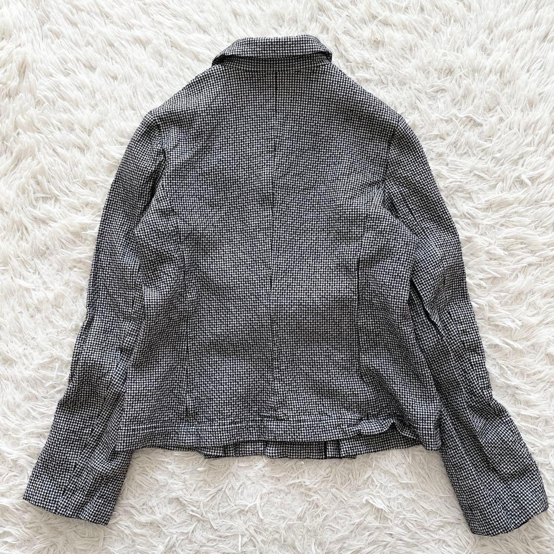 コムデギャルソン AD2011 ウールポリ 縮絨 千鳥 丸襟ジャケット グレー系