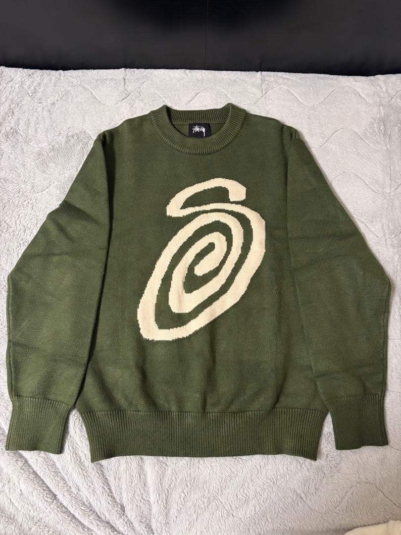 stussy curly s sweater グリーン
