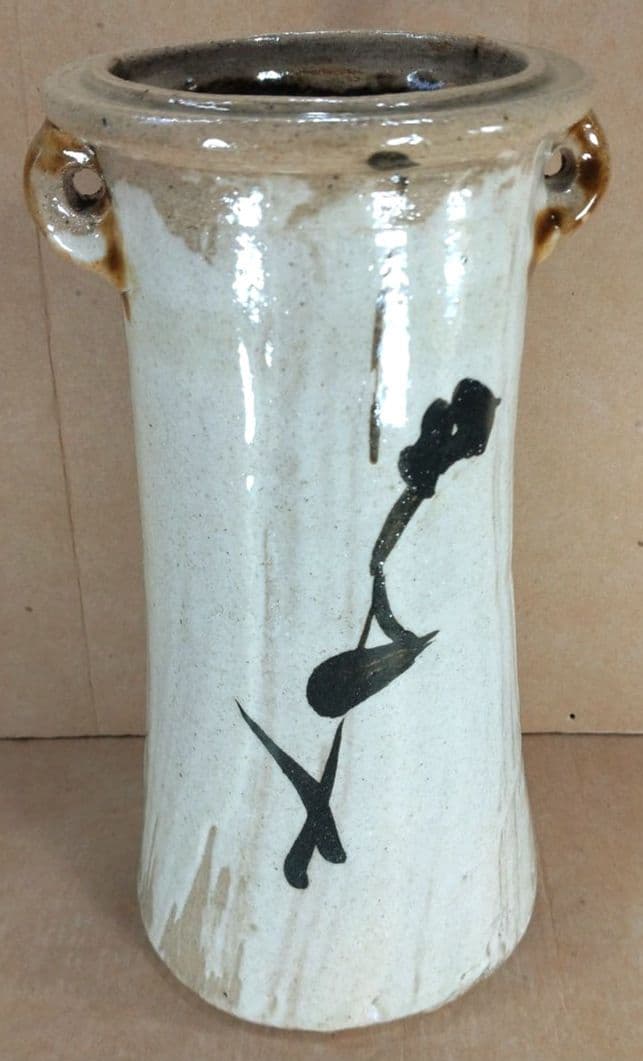 【本物保証】浜田庄司(濱田庄司）刷毛目花生(鉄絵花生）共箱 人間国宝 益子焼