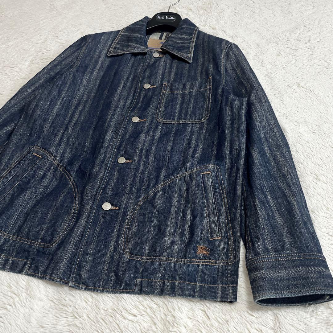 美品 希少 BURBERRY ホースロゴ刺繍 カバーオール デニムジャケット