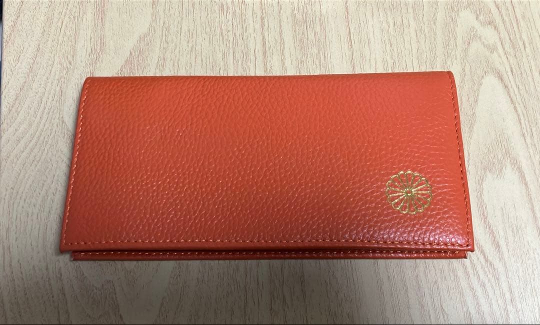 皇居　長財布　オレンジ　本革