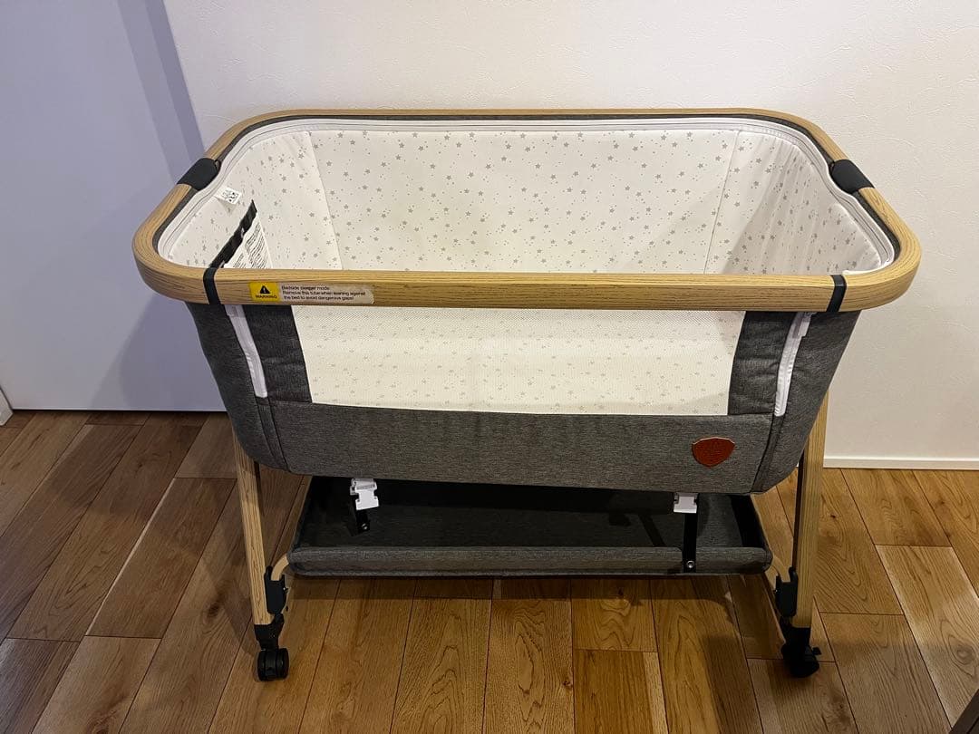 HZDMJ ベビーベッド グレー 収納付き