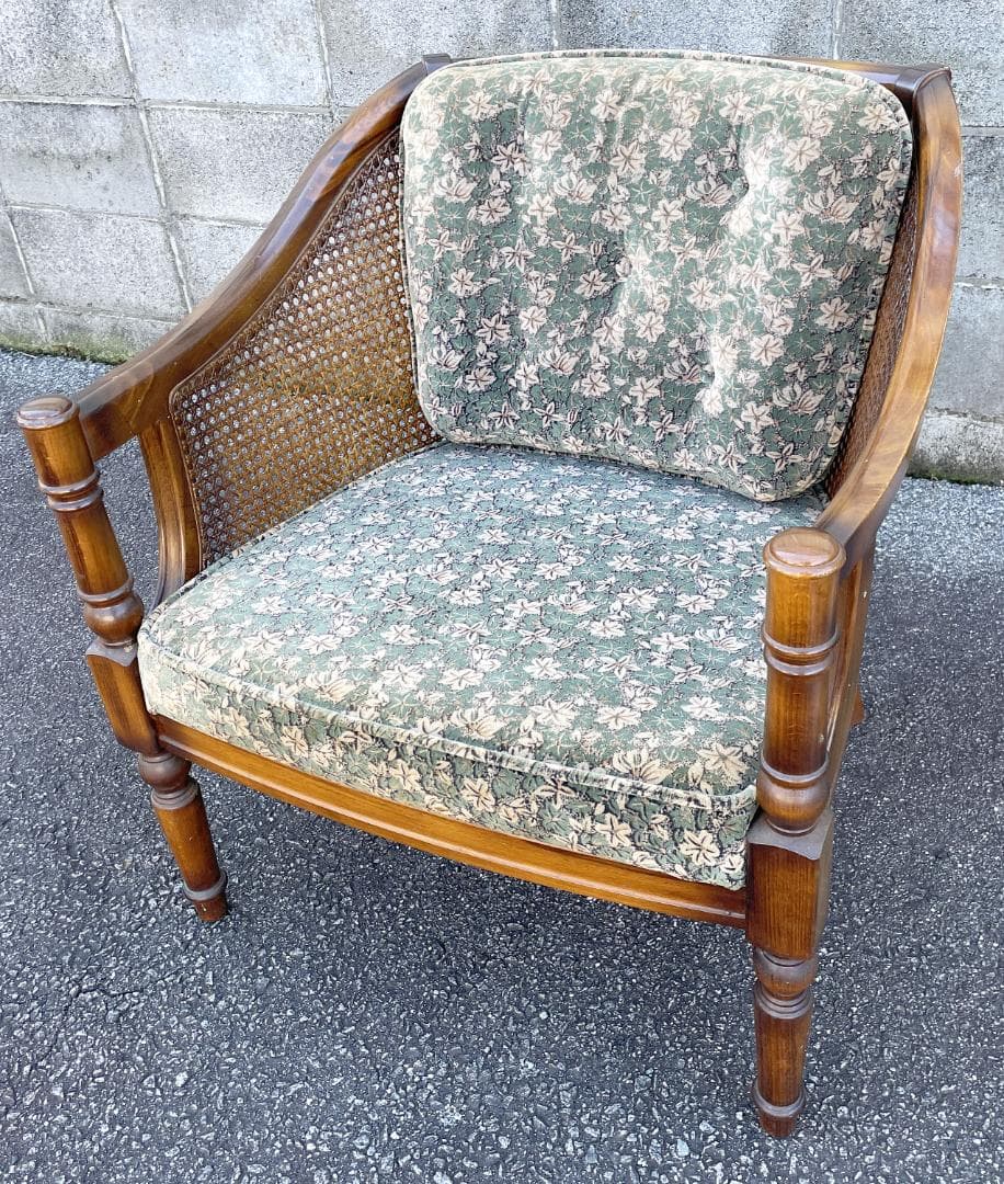 ★ カリモク コロニアル 一人掛け ソファ シングルソファ 古家具 昭和レトロ