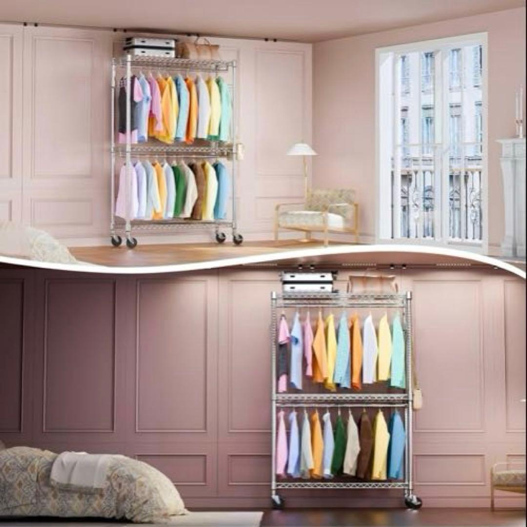 ハンガーラック キャスター付 幅115×奥行40×高202cm 2個セット