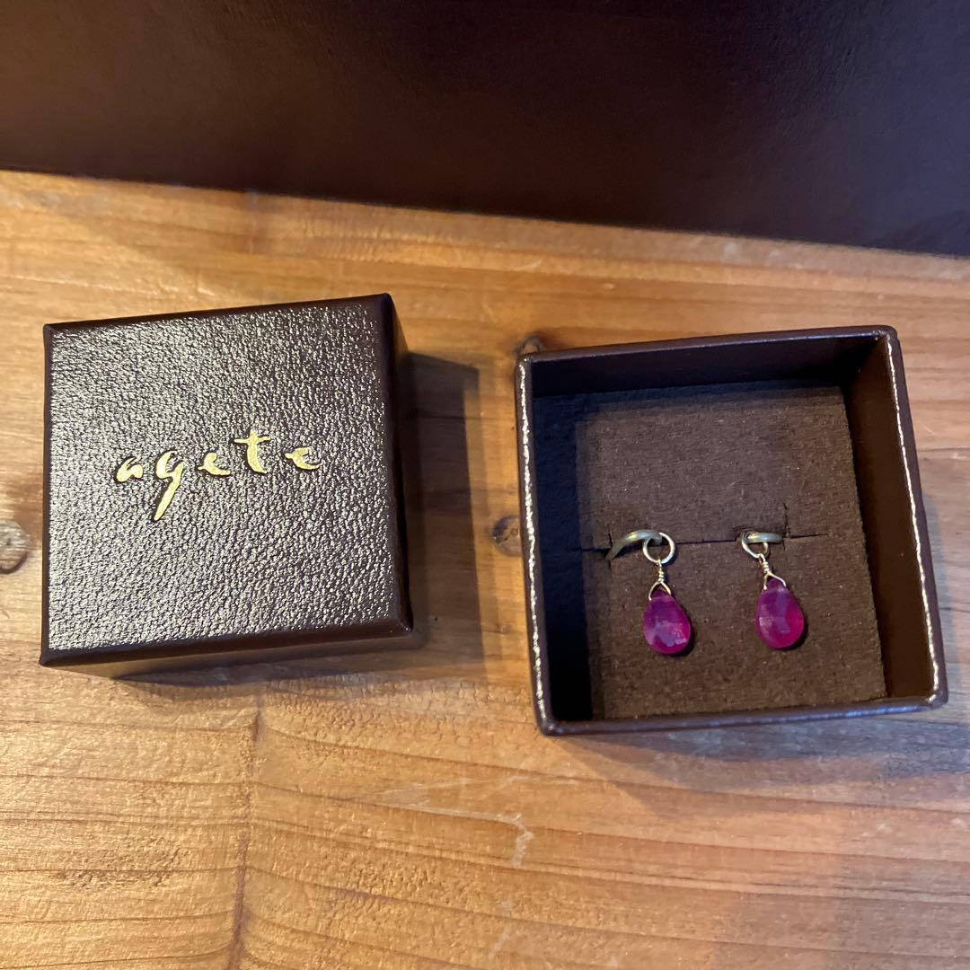 アガットagete 【K10両耳用ルビーピアスチャーム】