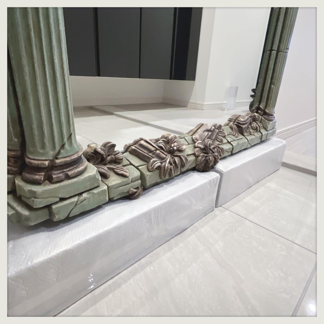 イタリア　1980年代ヴィンテージミラー　ゴールドモチーフ　遺跡風アレンジ