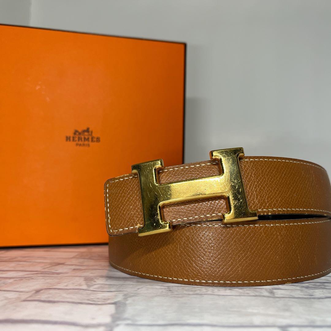 【箱 袋あり】HERMES　H型バックル ベルト コンスタンス　リバーシブル
