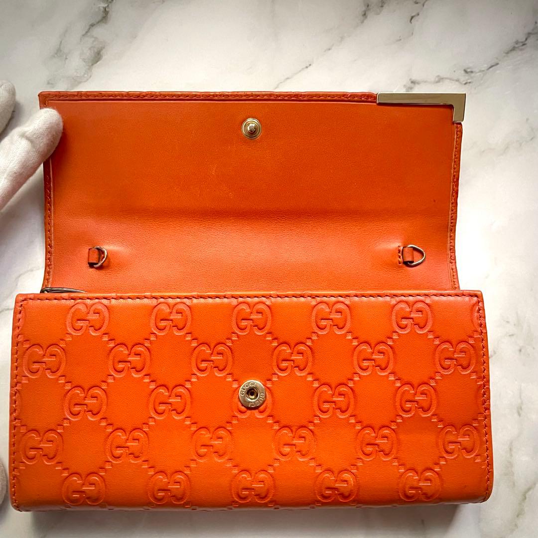 GUCCI グッチ グッチシマ GGメタルロゴプレート　長財布　美品0118-④