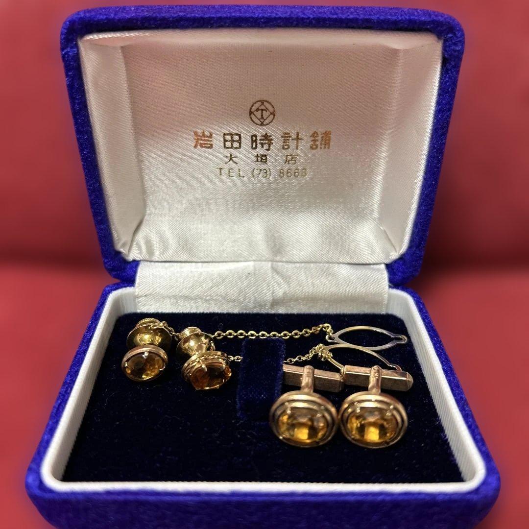 トパーズ　カフリンクス&ネクタイピン2種