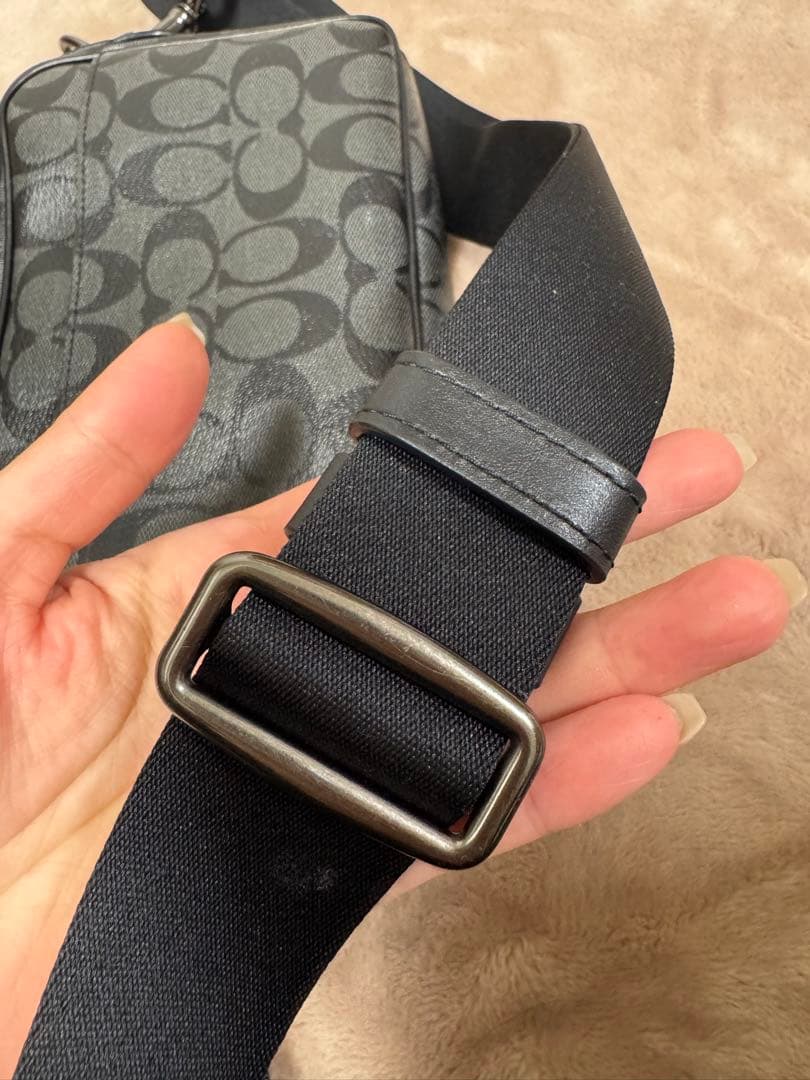 COACH レザー ショルダーバッグ　 グブラック/グレー