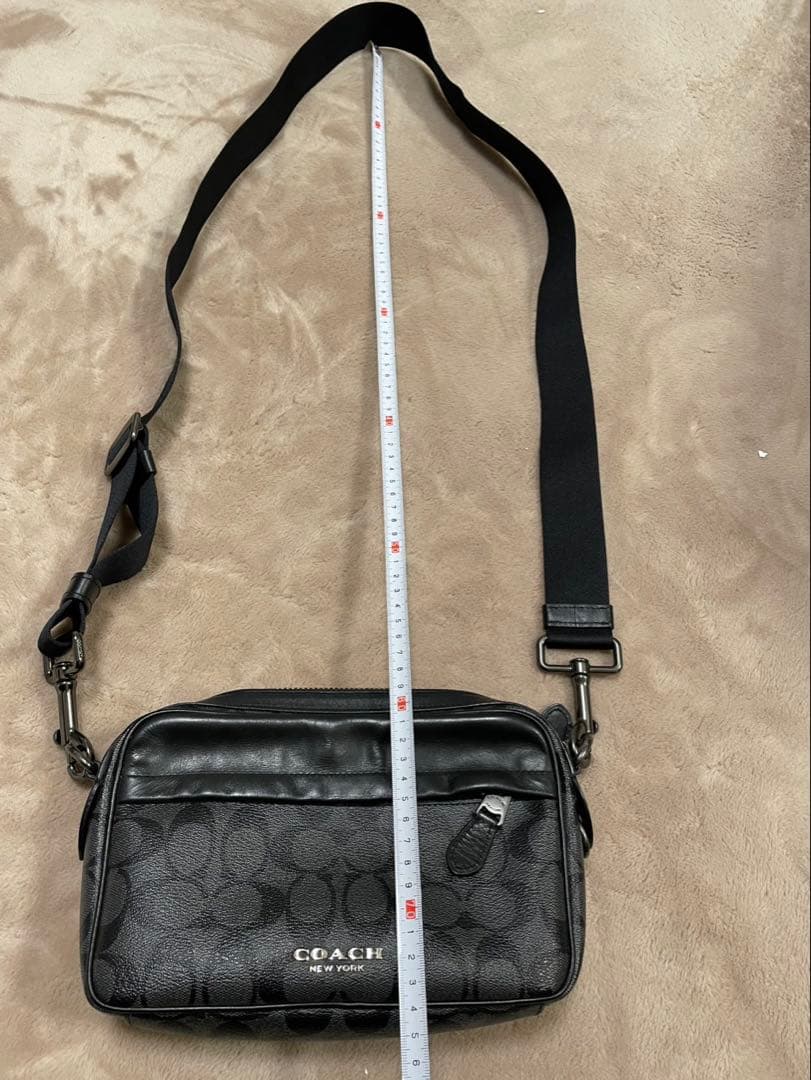COACH レザー ショルダーバッグ　 グブラック/グレー