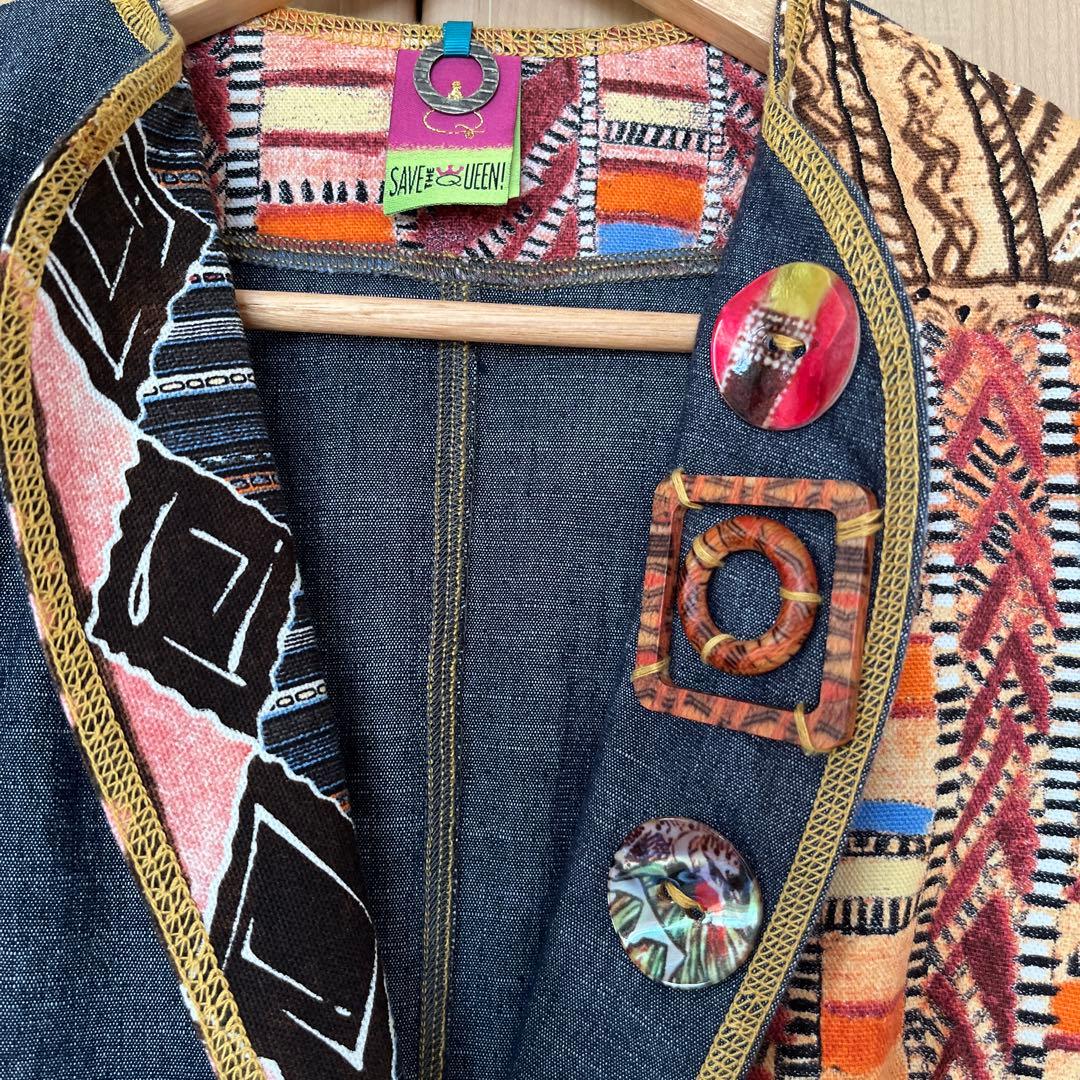 SAVE THE QUEEN イタリア製 パッチワークデニムジャケット L