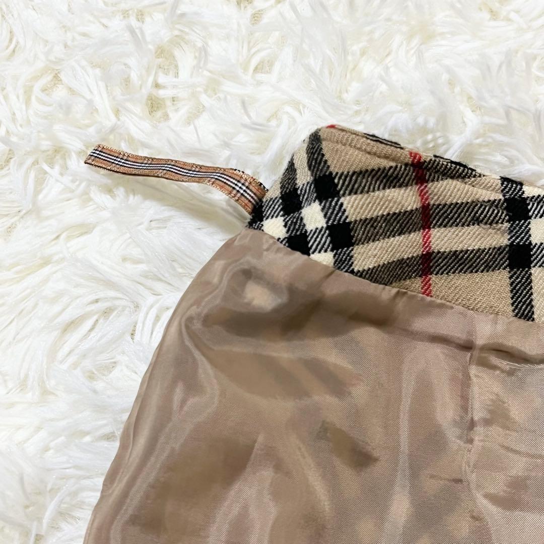 バーバリーブルーレーベル ノバチェックウールスカート 総柄 M(38) ベージュ