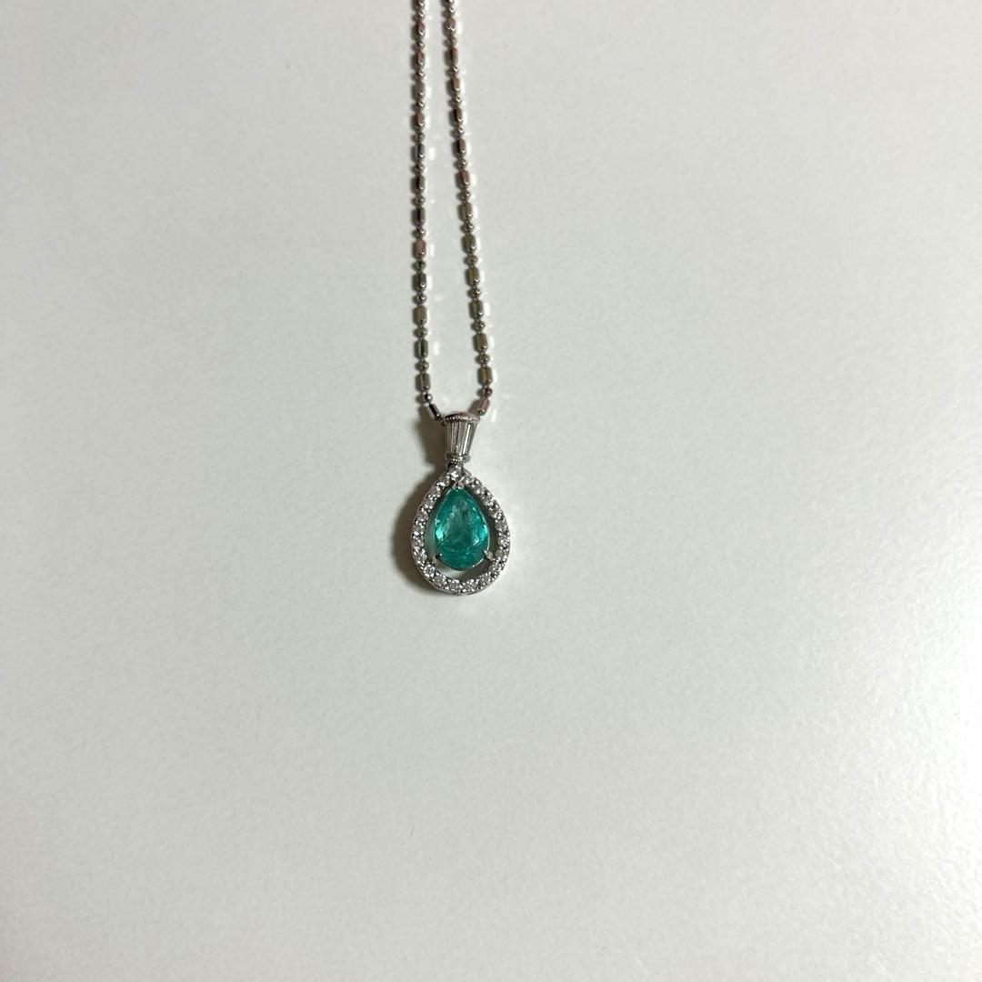 【さらにお値下げ中】Pt.850 天然石パライバトルマリンネックレス【鑑別書】