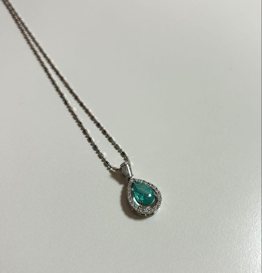 【さらにお値下げ中】Pt.850 天然石パライバトルマリンネックレス【鑑別書】