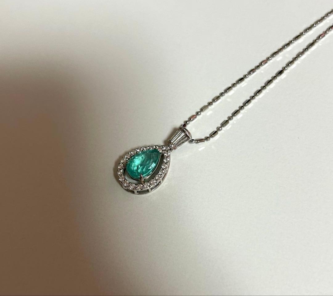 【さらにお値下げ中】Pt.850 天然石パライバトルマリンネックレス【鑑別書】