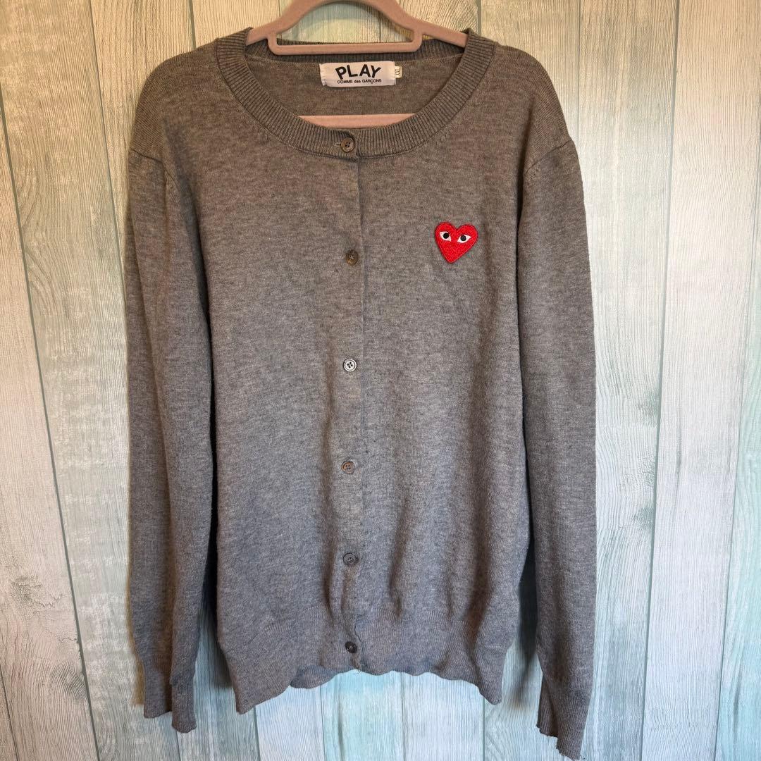 PLAY CDG ハートワッペン カーディガン グレー レディースXL