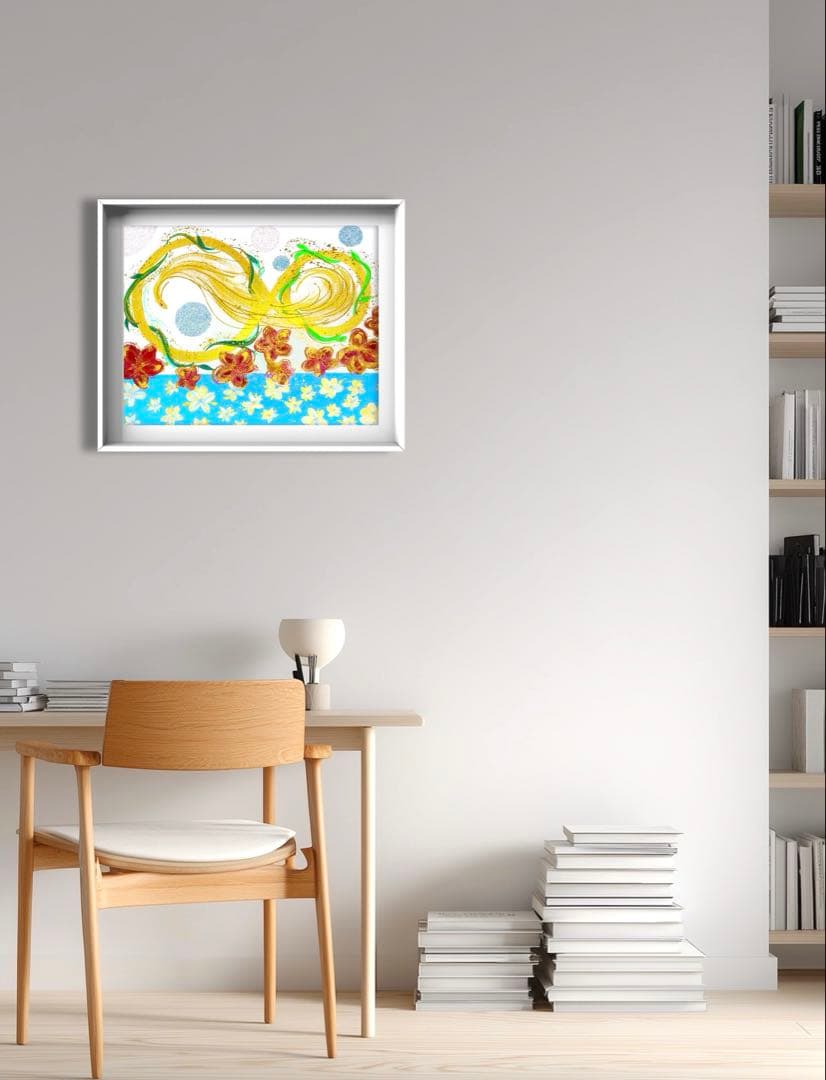 開運絵画　オリジナル　天使の羽根　龍の鱗