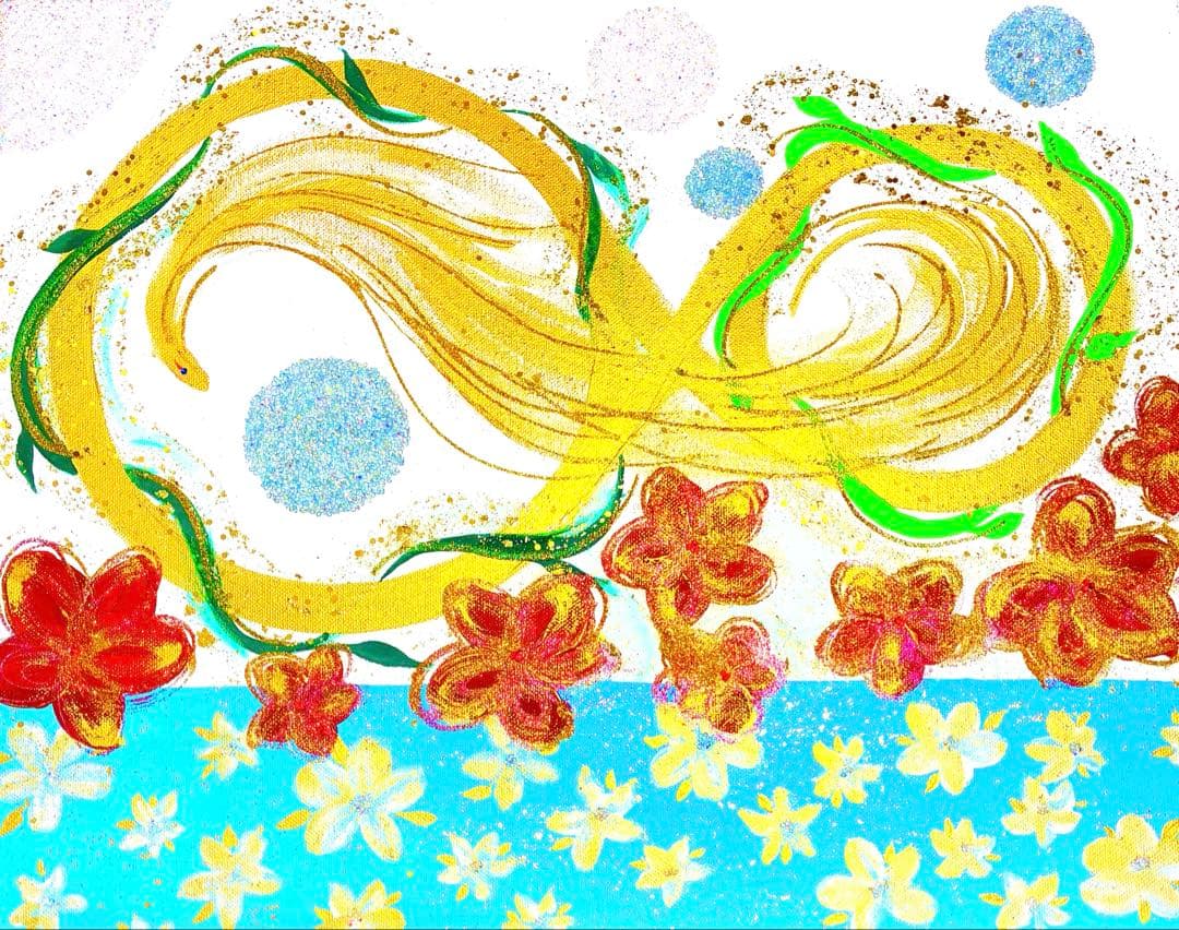 開運絵画　オリジナル　天使の羽根　龍の鱗